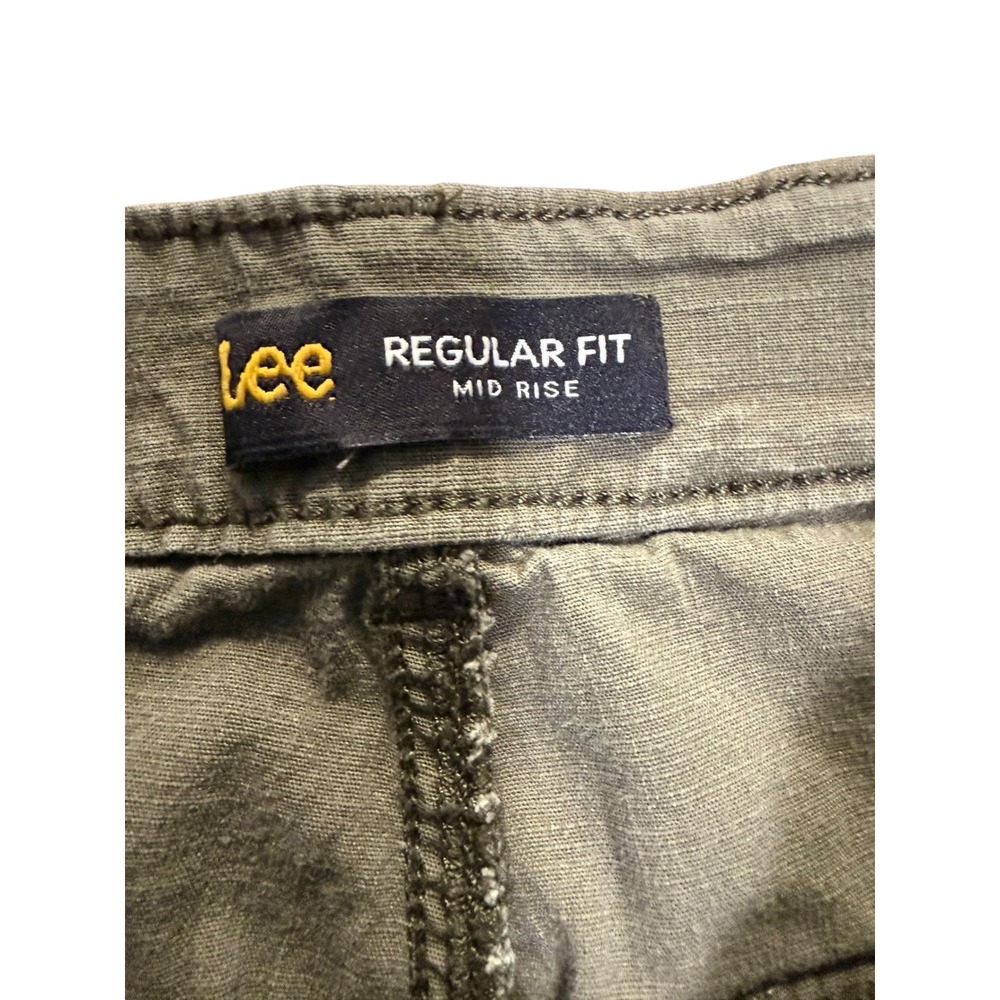 Lee Regular Fit Mid Rise Wide Leg Pants Olive Green Women Size 8 Medium CCE-18L - Picture 3 of 6